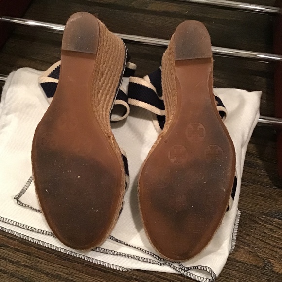Tory Burch Adonis Blue & Ivory Wedges US 9 - Picture 7 of 8